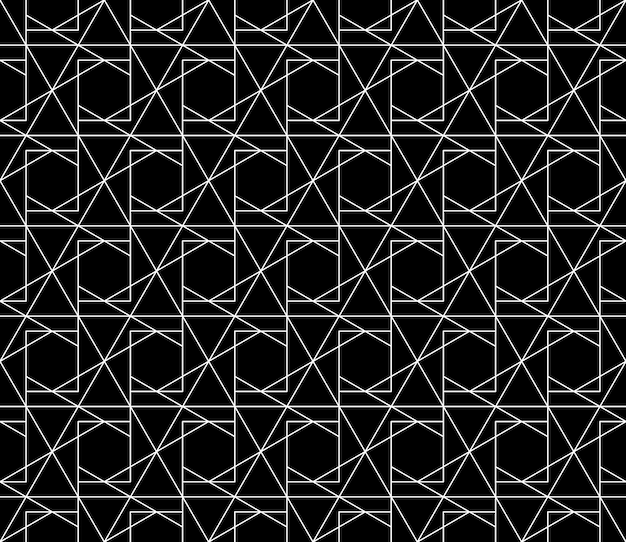Pola geometris mulus berkualitas tinggi universal dengan berat goresan yang bisa diedit, clipping mask. Latar belakang vektor hitam putih abstrak dalam gaya klasik