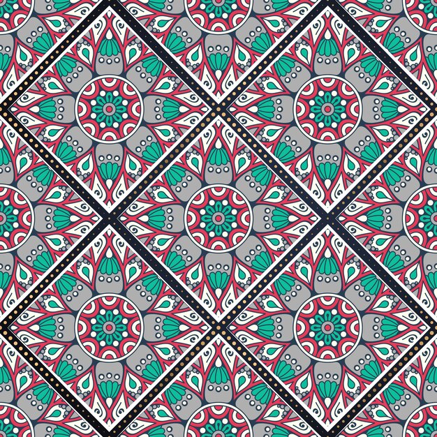 Pola Mandala Berwarna-warni Tanpa Putus
