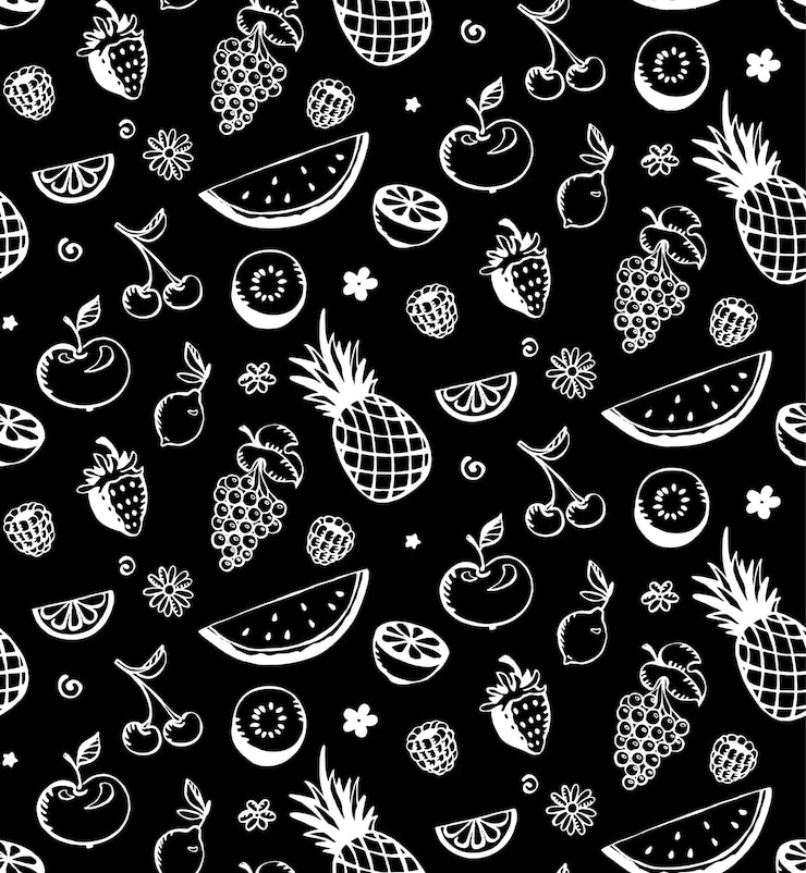 Vector pola mulus buah-buahan musim panas mewarnai doodle yang digambar tangan