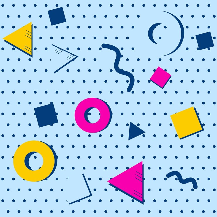 Vector pola mulus dengan elemen geometris pada latar belakang biru ilustrasi vektor