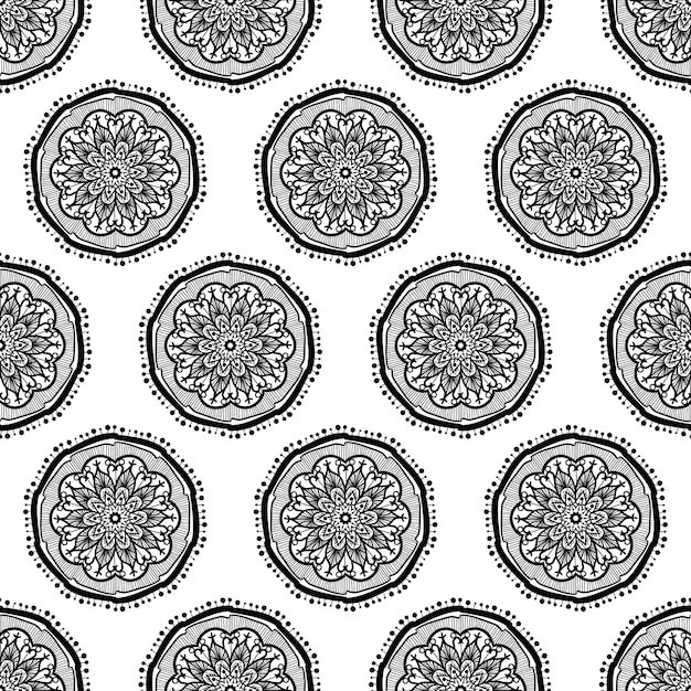 Pola Mulus Mandala yang digambar tangan. Dekorasi budaya Arab, India, Turki, dan Ottoman