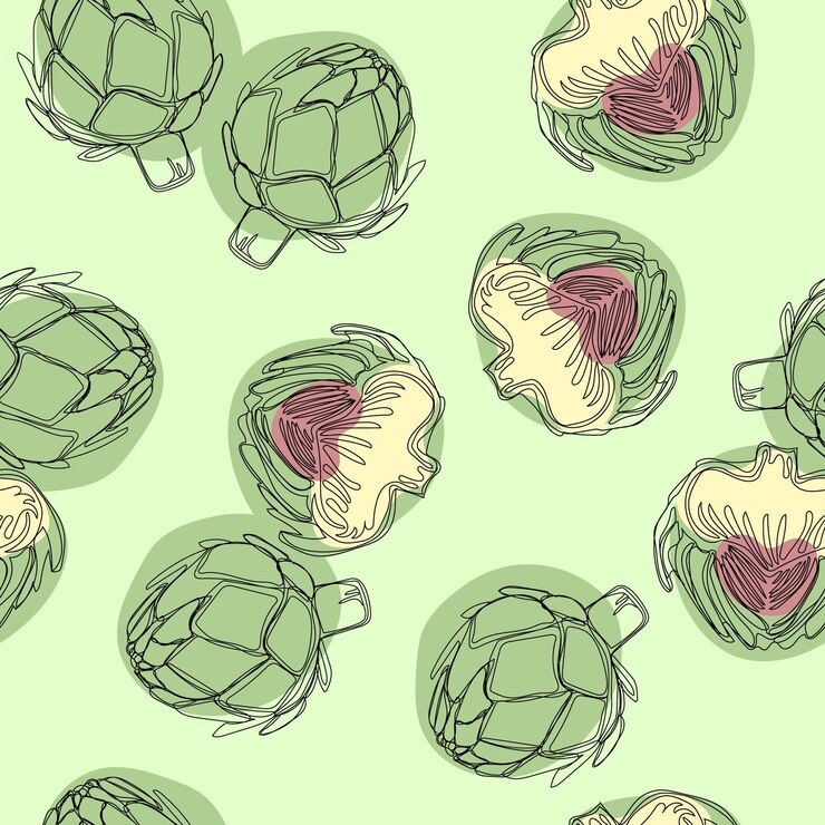 Vector pola mulus yang digambar tangan artichoke dengan latar belakang putih