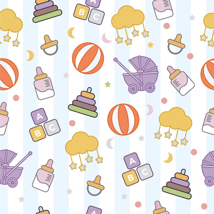 Vector pola seamless bayi lucu