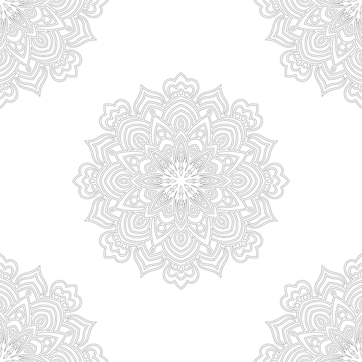 Vector pola tanpa batas fantasi dengan mandala ornamen. latar belakang bunga doodle bulat abstrak.