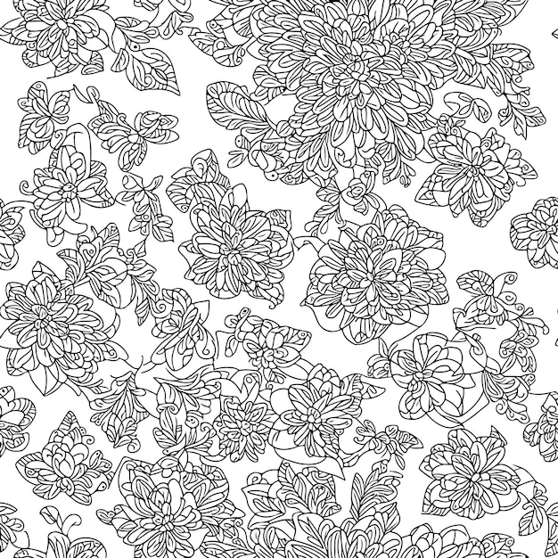 Pola tanpa batas floral Latar belakang pola garis bunga diagonal Ilustrasi vektor pola garis