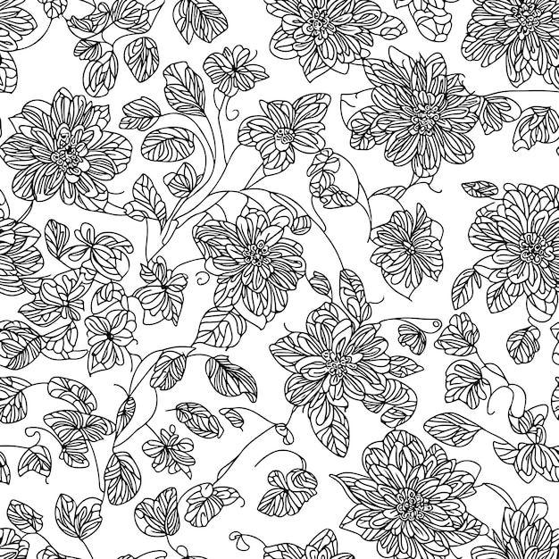 Pola tanpa batas floral Latar belakang pola garis bunga diagonal Ilustrasi vektor pola garis