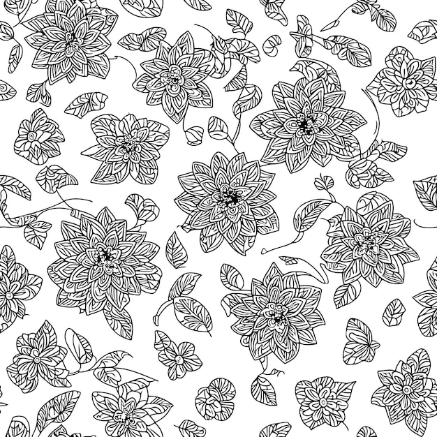 Pola tanpa batas floral Latar belakang pola garis bunga diagonal Ilustrasi vektor pola garis