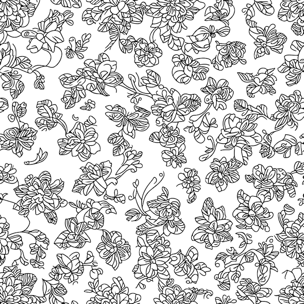 Pola tanpa batas floral Latar belakang pola garis bunga diagonal Ilustrasi vektor pola garis