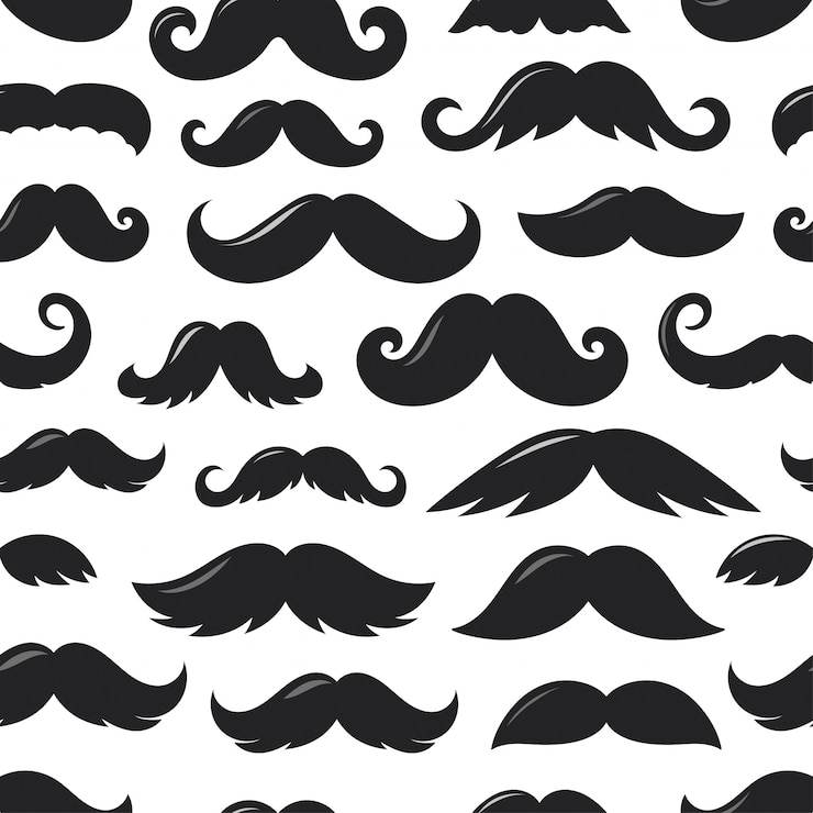 Vector pola tanpa batas siluet hitam kumis v