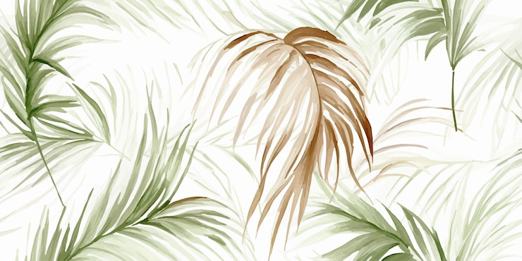 Vector pola vektor tanpa batas dengan cabang-cabang palem daun tropis cetakan botani pola tanpa batas modern