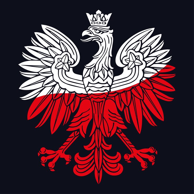 Poland eagle in national white red colors as patriotic background