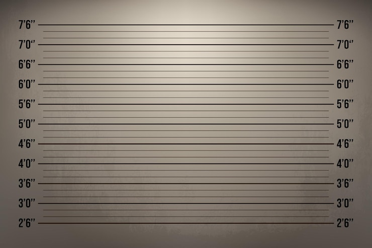 Police lineup or mugshot retro background with light on the old wall