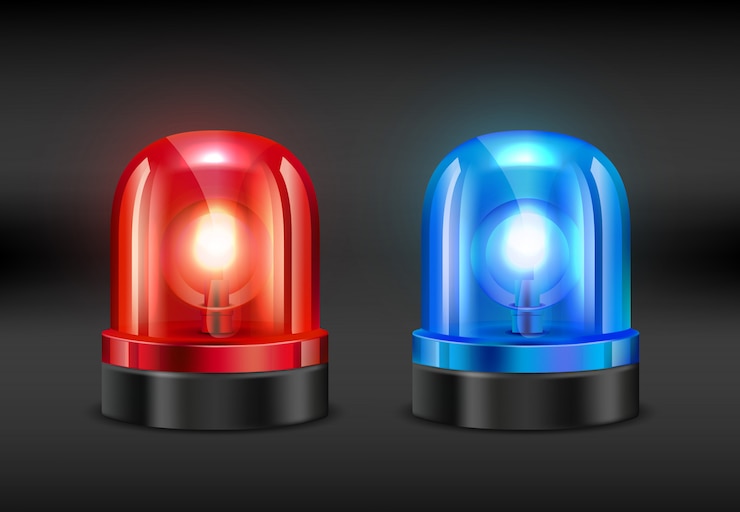Vector police siren, realistic  of fire or police siren