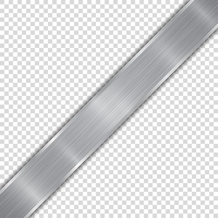 Vector polished plate in silver colors with metal texture, glares and shiny edges. with shadow on transparent background