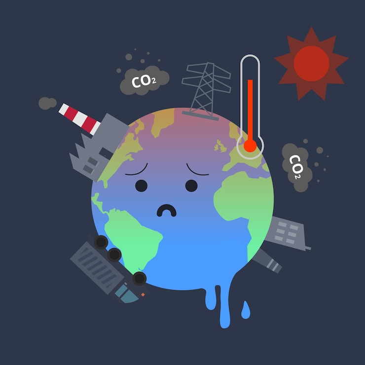 Vector polluted earth elements flat design