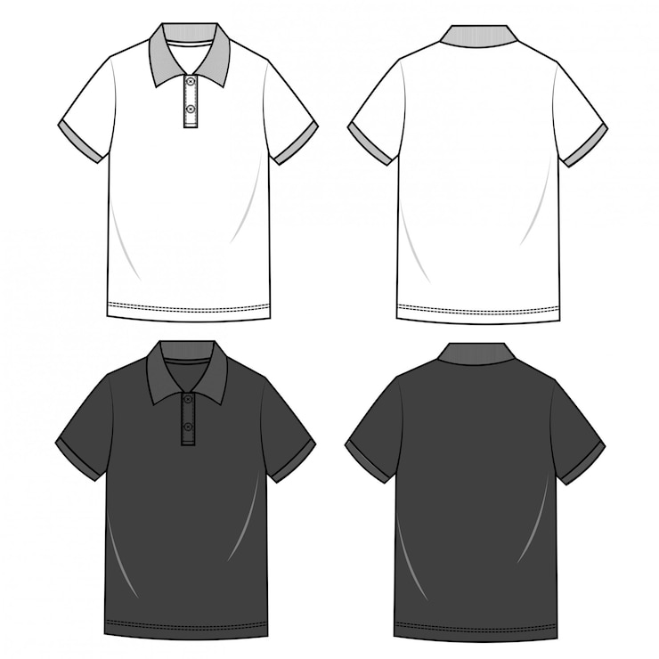 Vector polo shirts men fashion flat sketch template