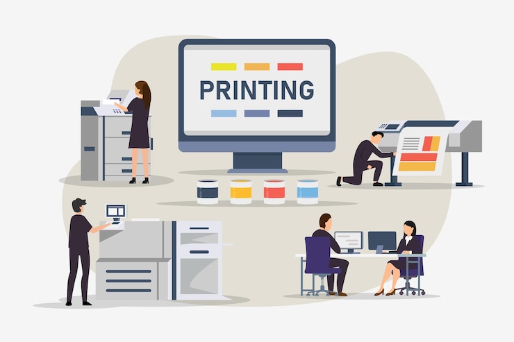Vector polygraphy publishing or printing house 2d vector