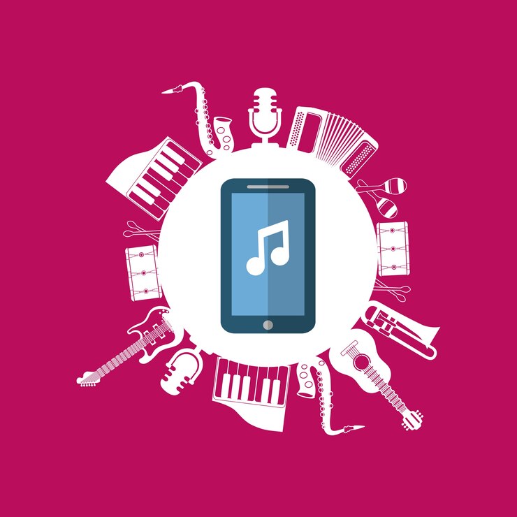 Vector ponsel pintar alat musik suara musik