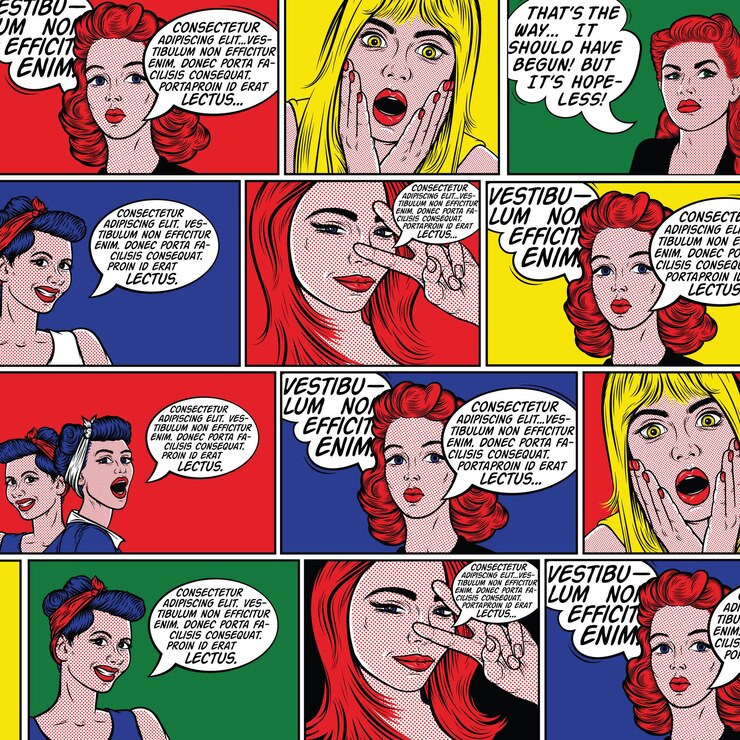 Pop art background with beautiful women Retro comic illustration
