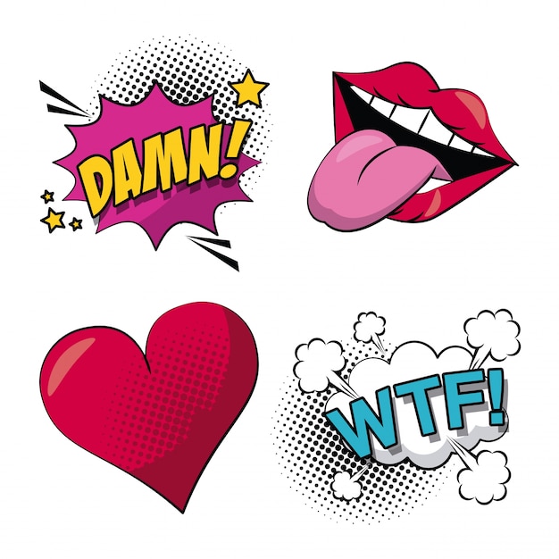 pop art style with halftone with callout and text inside