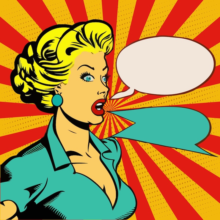 Vector pop art woman with a speech bubble