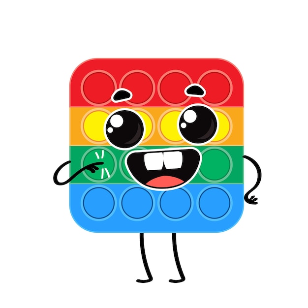 Pop it an anti stress vector character with a smile An antistress game for people with autism