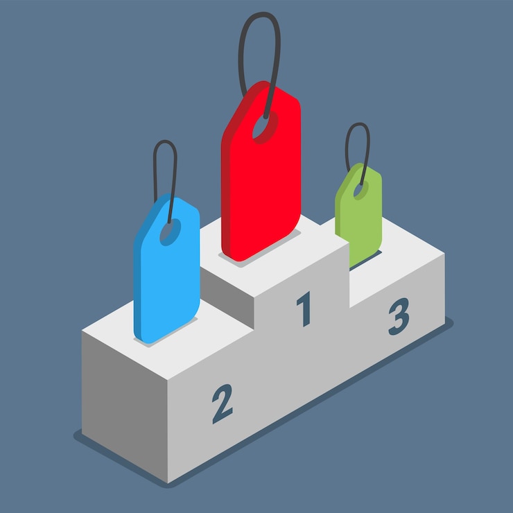 Vector popular tags labels topics themes pedestal podium concept.