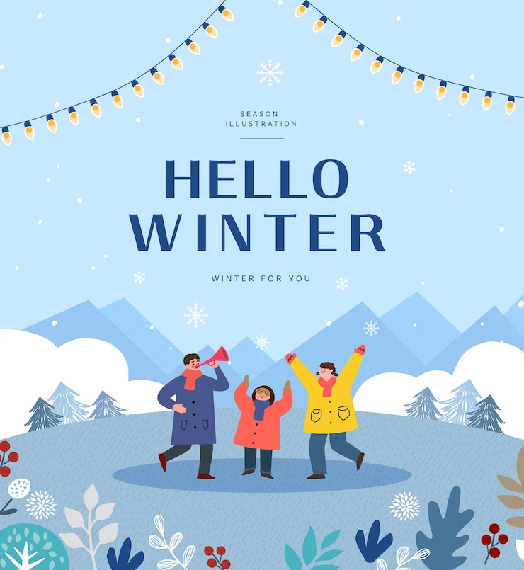 Vector popup banner web ilustrasi emosional musim dingin