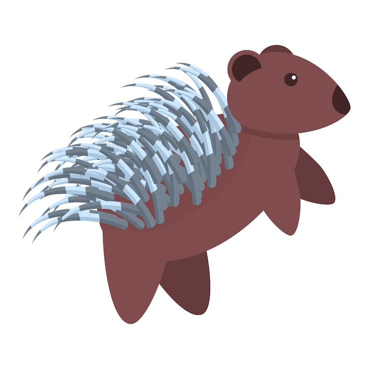 Vector porcupine wild icon cartoon of porcupine wild vector icon for web design isolated on white background