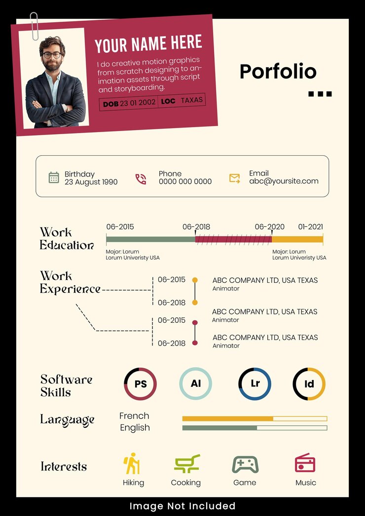 Vector portfolio resume template design vector