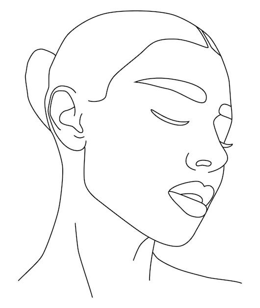 Portrait along the lines Abstract artistic drawing of a female face line