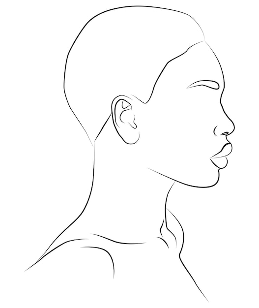 Portrait along the lines Drawing in the style of one line