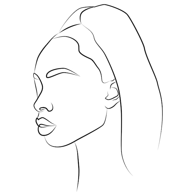 Portrait Minimalist logo of Woman Line Art Natural organic makeup cosmetics