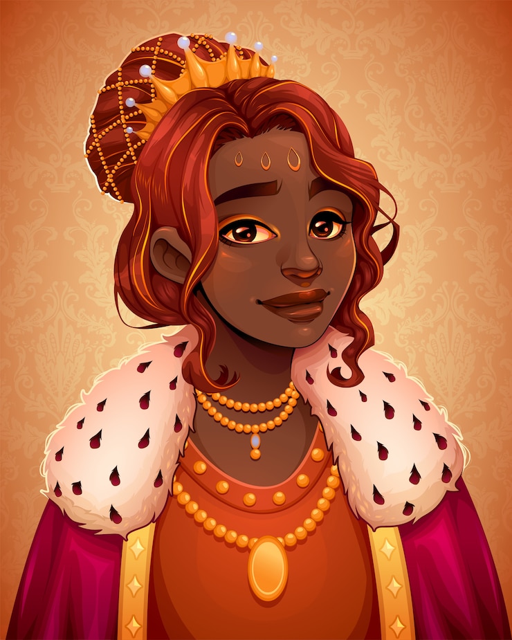 Vector portrait of a beautiful african queen