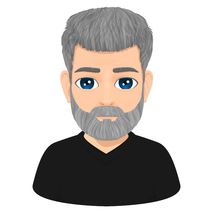 Vector portrait of charismatic bearded and glasses old man