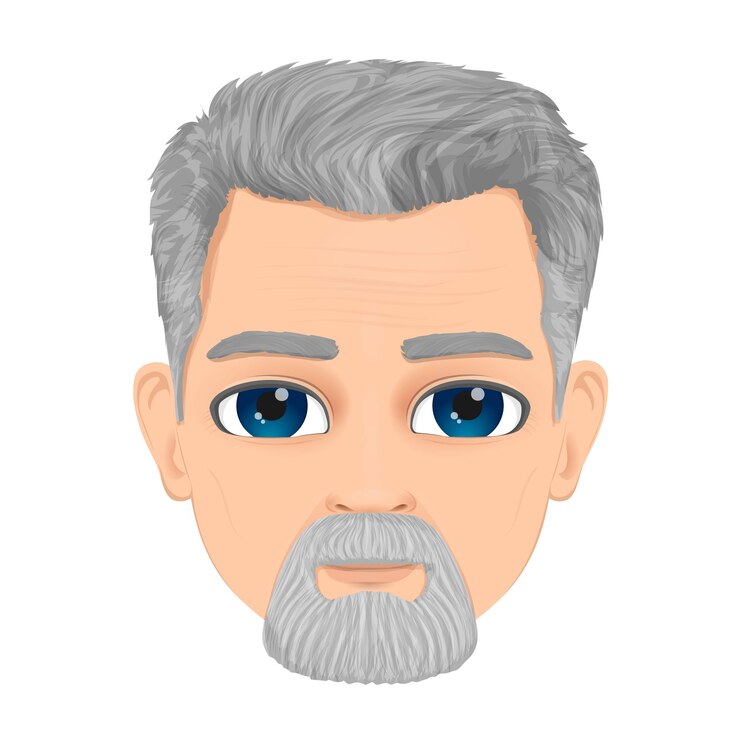Vector portrait of elderly bearded and charismatic old man