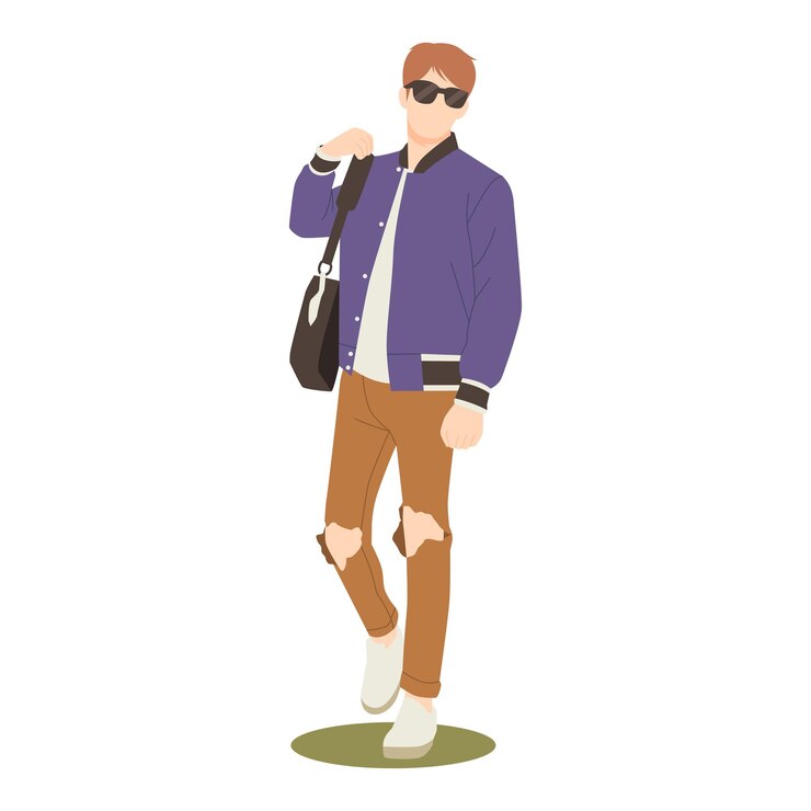Vector portrait of handsome man posing in stylish casual outfits illustration