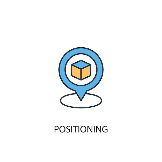 positioning concept 2 colored line icon. simple yellow and blue element illustration. positioning concept outline symbol design
