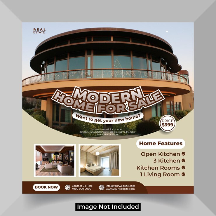 Post media sosial rumah properti atau templat banner persegi