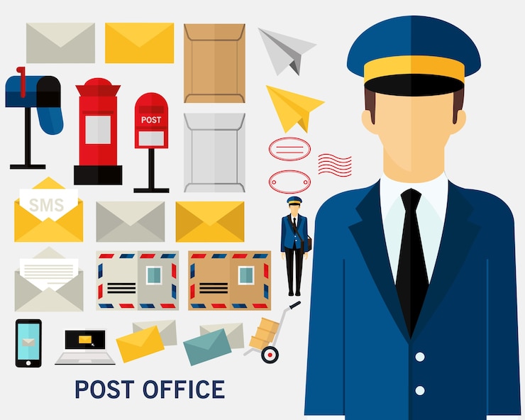 Vector post office concept background