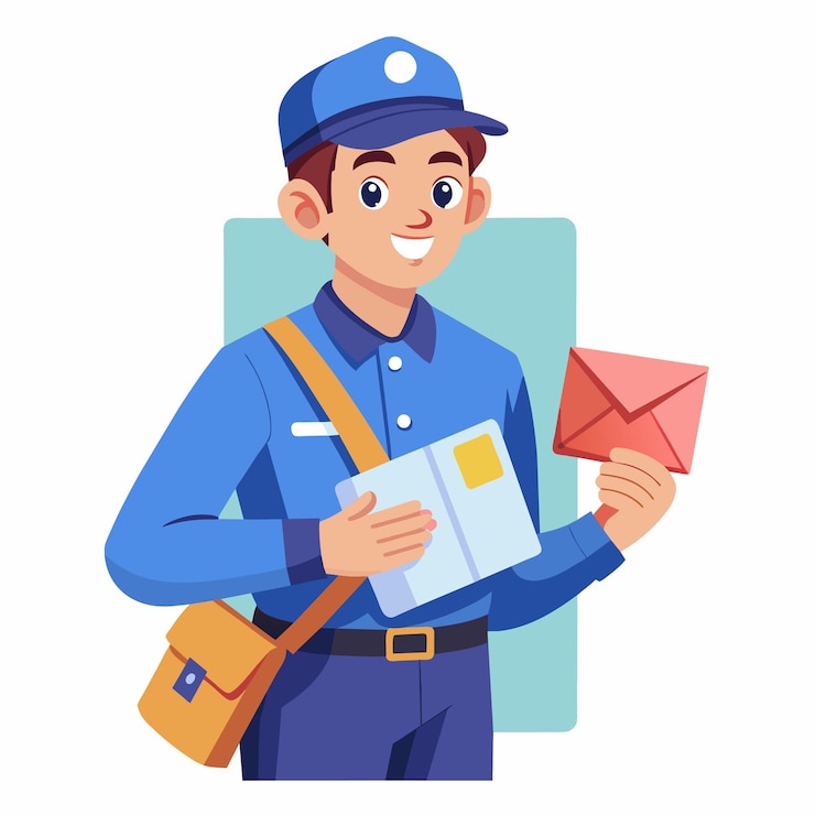 Vector postal worker vector illustration flat style mail delivery character