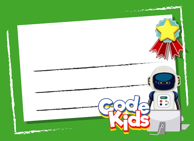 Postcard design with robot and computer