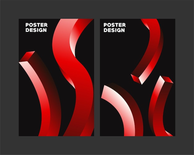 Poster design 3d abstract background shape gradient design