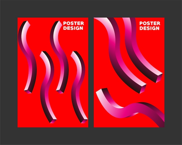 Poster design 3d abstract background shape gradient design