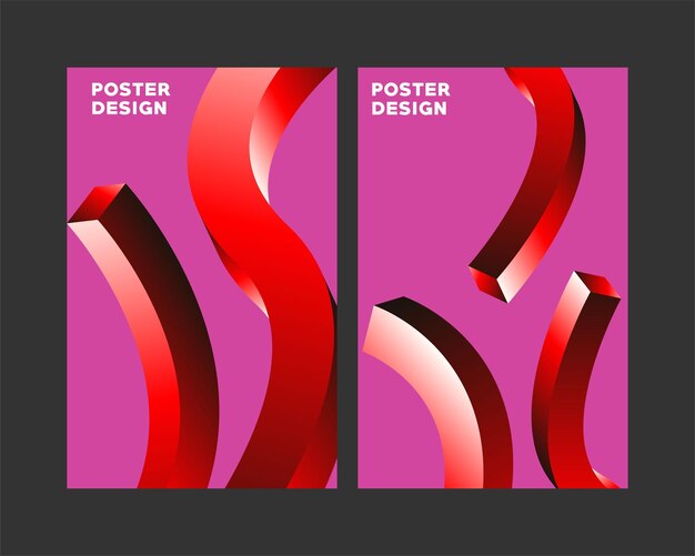 Poster design 3d abstract background shape gradient design