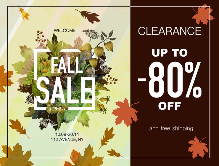 Vector poster fall sale with leaves and berries vector