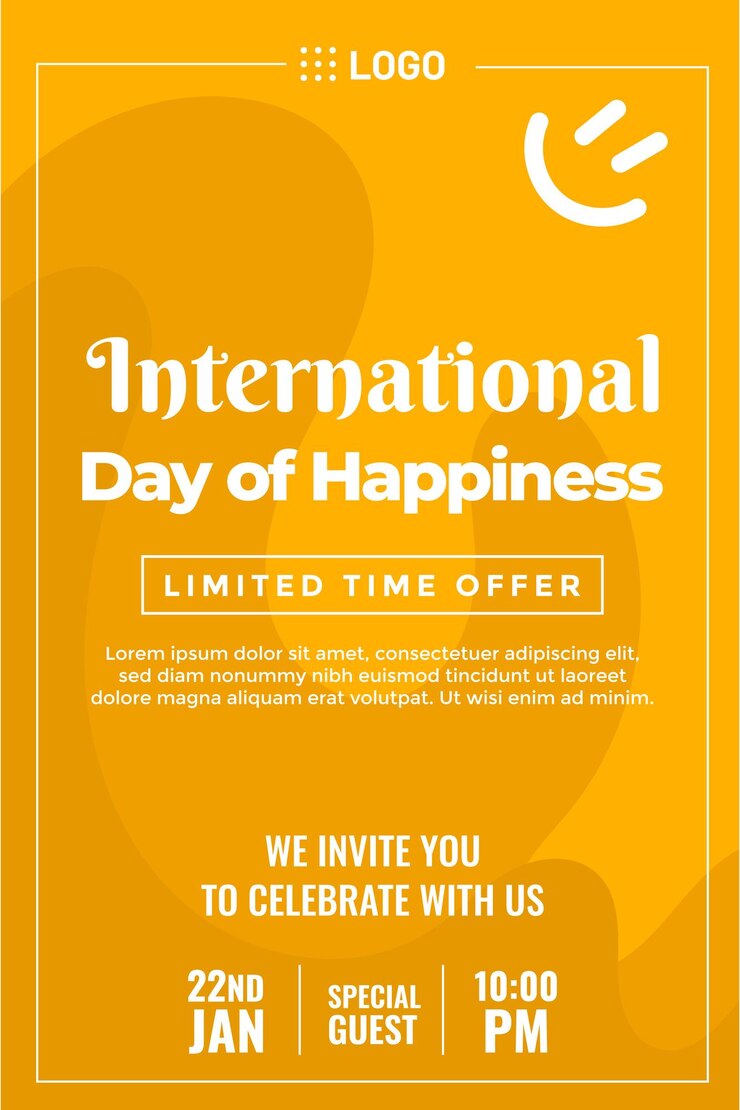 Poster International Day of Happiness theme for Promotion Resource and presentation