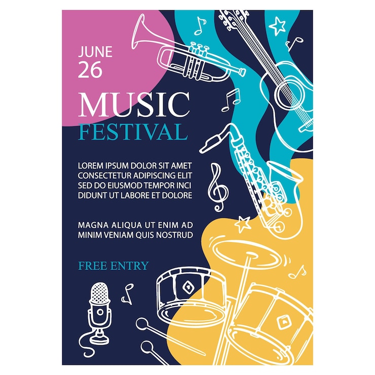 Vector poster konser undangan banner vertikal festival musik