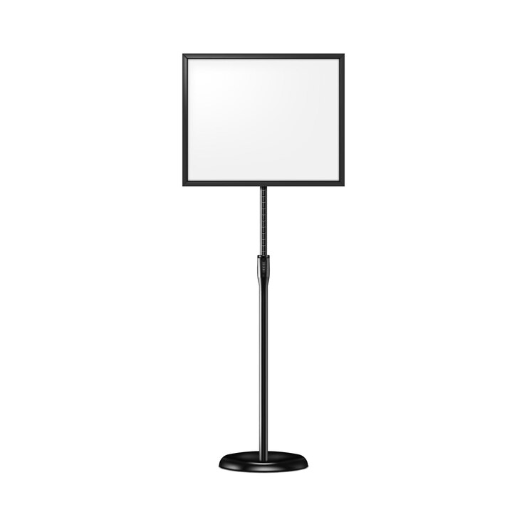Vector poster sign stand mockup floor white blank pedestal display realistic vector mockup for design