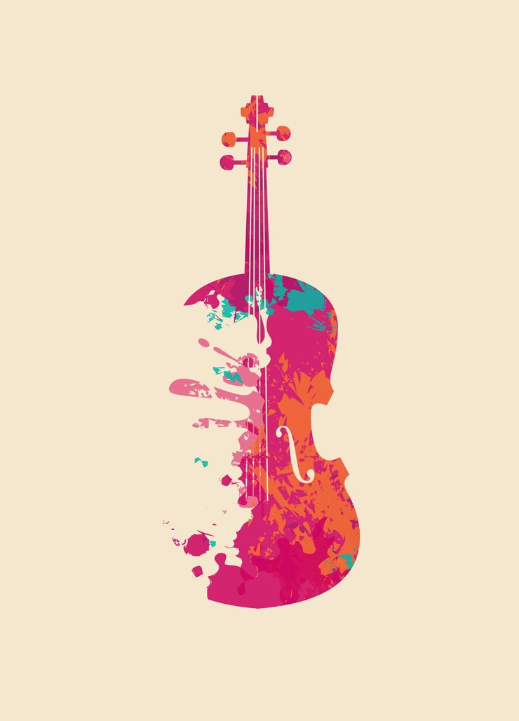 Vector poster with colorful violin